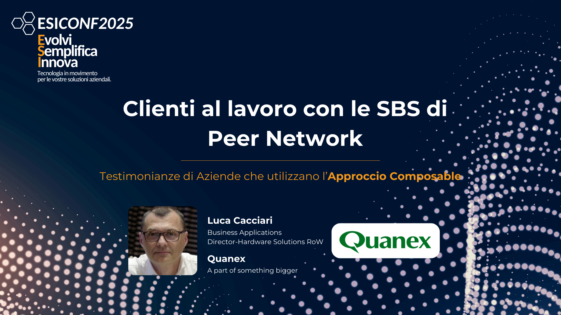 intervento quanex luca cacciari Il sovraccarico di APP un problema le applicazioni composable una Soluzione per evitare Frammentazione e Inefficienza (titolo con forme geometriche per dare l'idea di componibilità)
